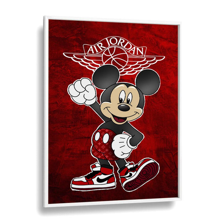 Mickey X Air Jordan Comic Wall Art Comic Posters in White Plain Frame