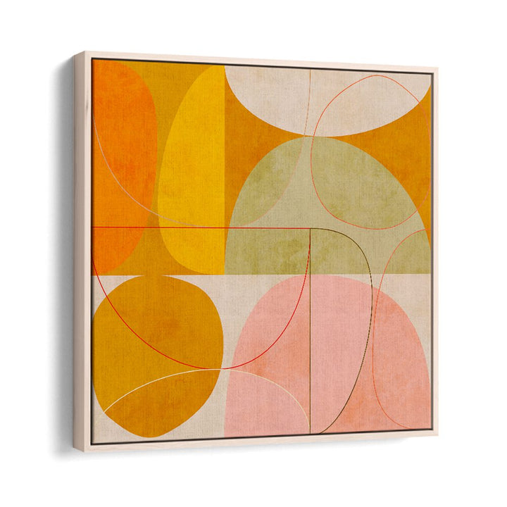 Mid Century Curry Yellow Blush Spring Ii By Ana Rut Bre Pop Art Paintings Pop Art Prints in Oak Wood Floater Frame