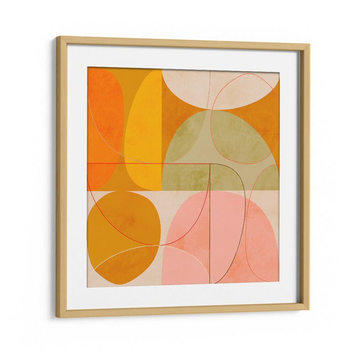 Mid Century Curry Yellow Blush Spring Ii By Ana Rut Bre Pop Art Paintings Pop Art Prints in Oak Wood Frame With Mount