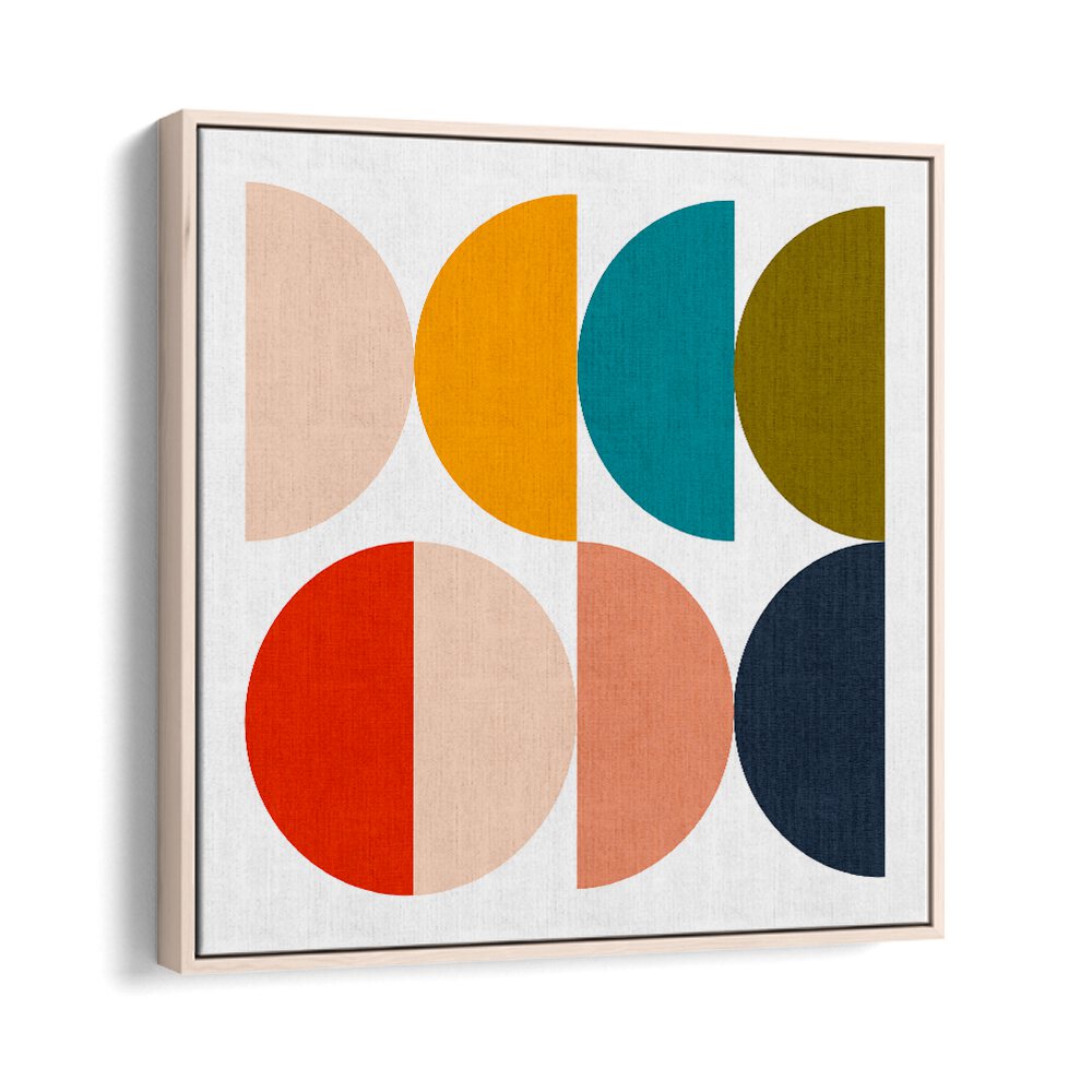 Mid Century Geometric Color Play By Ana Rut Bre Abstract Art Abstract Paintings in Oak Wood Floater Frame