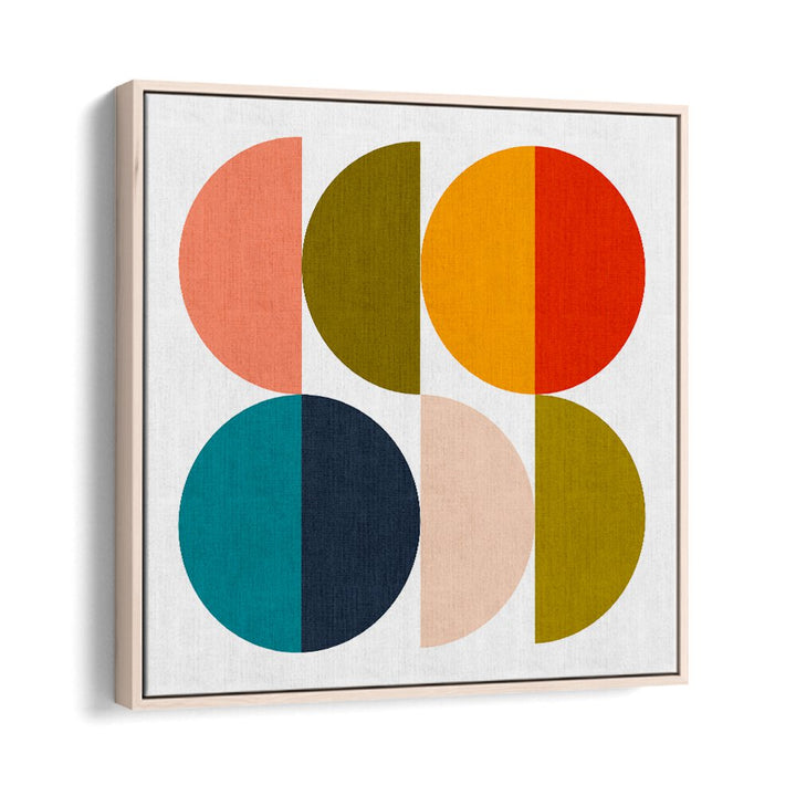 Mid Century Geometric Color Play II By Ana Rut Bre Abstract Art Abstract Paintings in Oak Wood Floater Frame