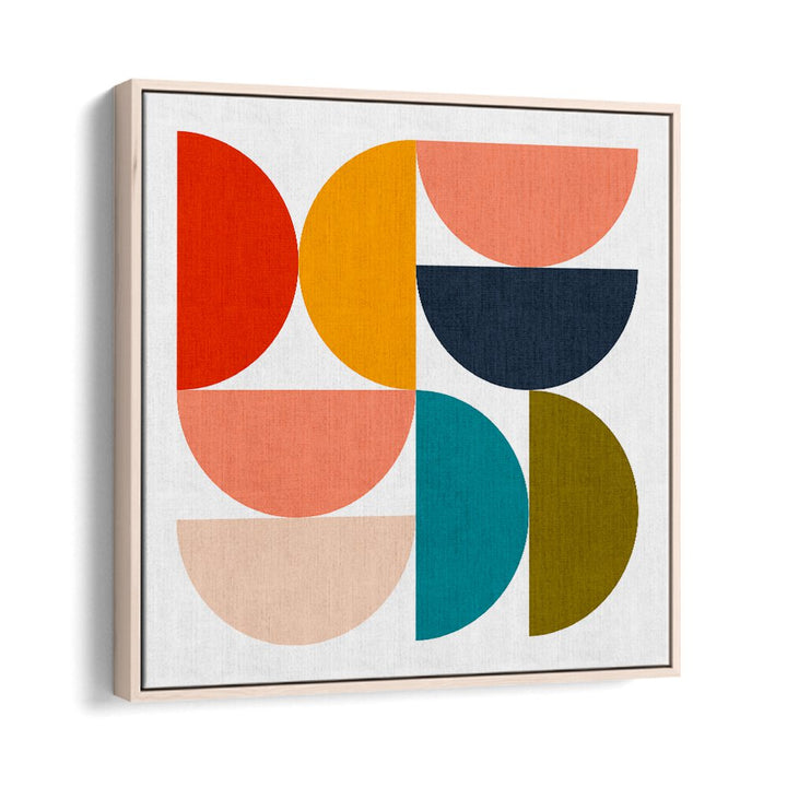 Mid Century Geometric Color Play IV By Ana Rut Bre Abstract Art Abstract Paintings in Oak Wood Floater Frame