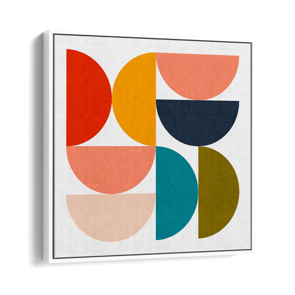 Mid Century Geometric Color Play IV By Ana Rut Bre Abstract Art Abstract Paintings in White Floater Frame