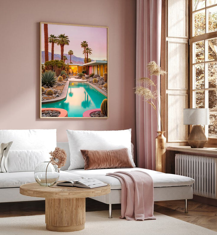 Bright and inviting, this MID-CENTURY MAGIC, BEACH PAINTINGS artwork enhances any stylish interior with its vibrant colors.