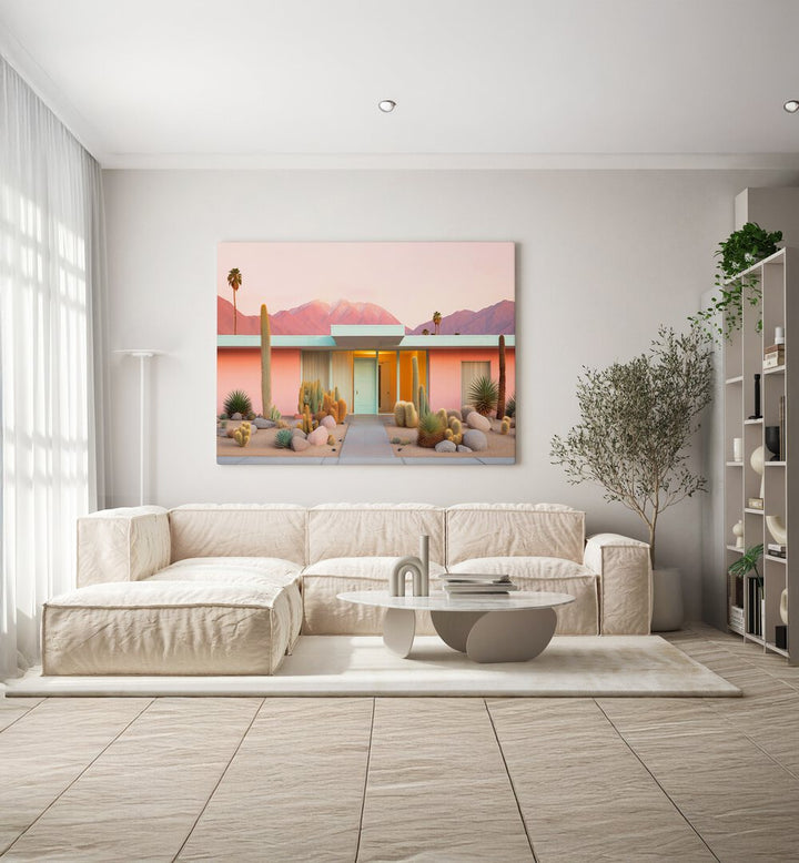 Stylish living room featuring MID-CENTURY MOODS, BEACH PAINTINGS that elevate modern decor with nostalgic charm.