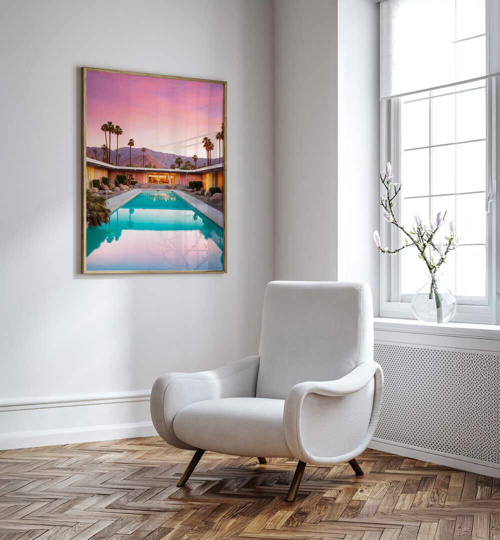 Stunning MID-CENTURY POOL, BEACH PAINTINGS by Philippe Hugonnard, perfect for enhancing your outdoor decor.