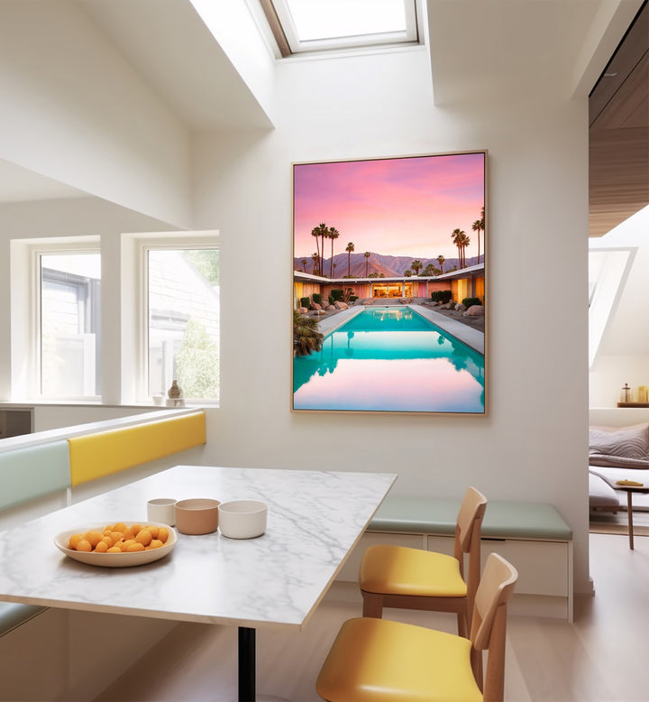 Stunning MID-CENTURY POOL, BEACH PAINTINGS by Philippe Hugonnard elevates any space with retro elegance.