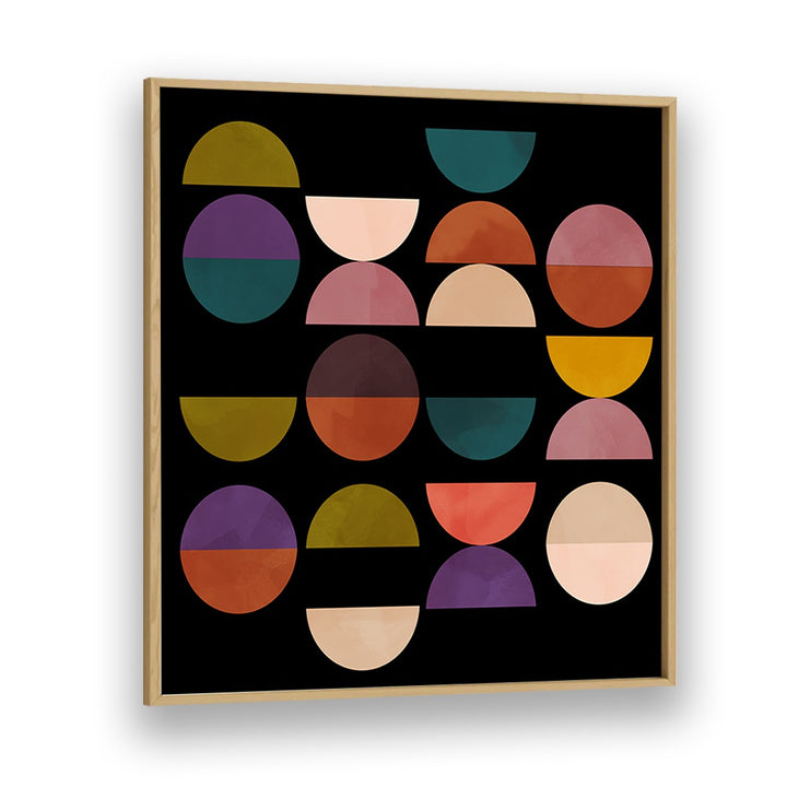 Mid Circles Terracotta Black I By Ana Rut Bre Abstract Art Abstract Paintings in Oak Wood Plain Frame