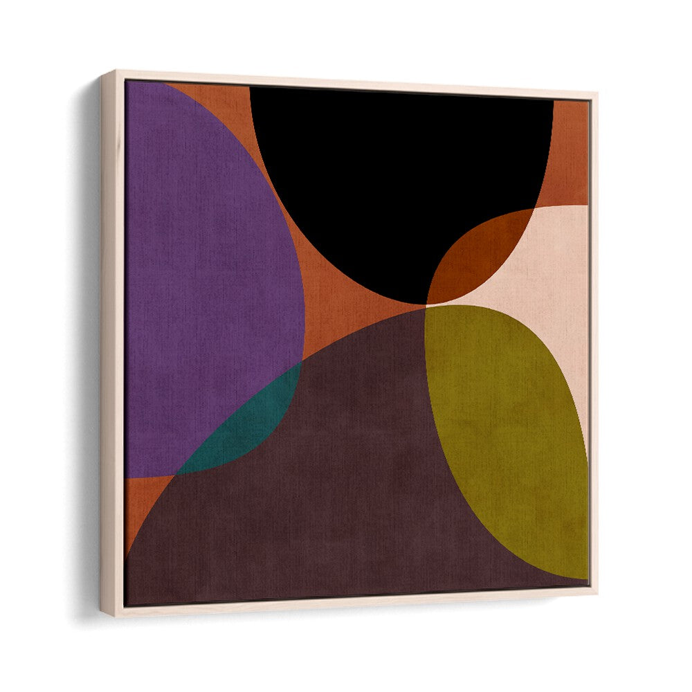 Mid Circles Terracotta Black II By Ana Rut Bre Abstract Art Abstract Paintings in Oak Wood Floater Frame