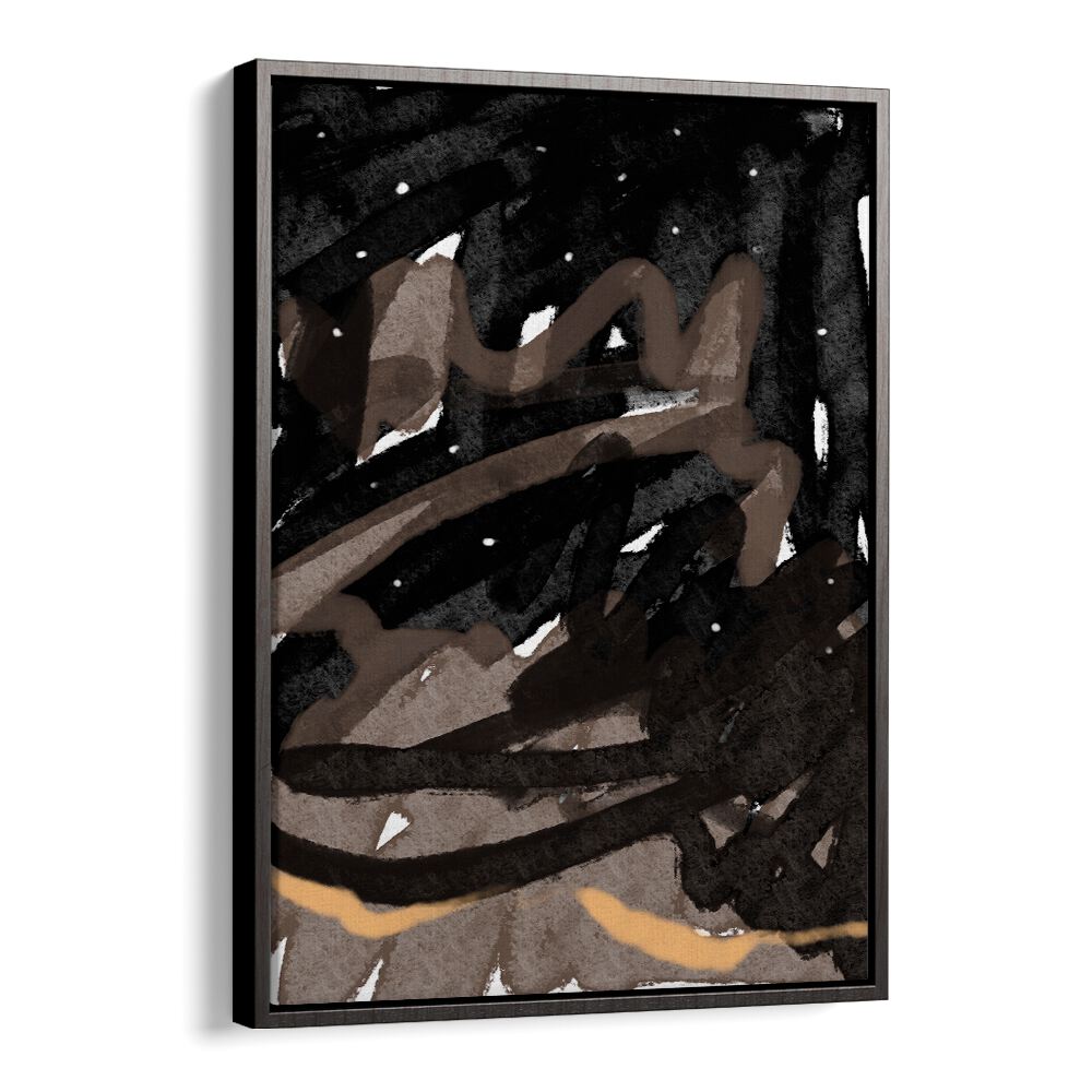 Midnight Swirl Fantasy by Nilesh Kulkarni Abstract Paintings in Black Floater Frame