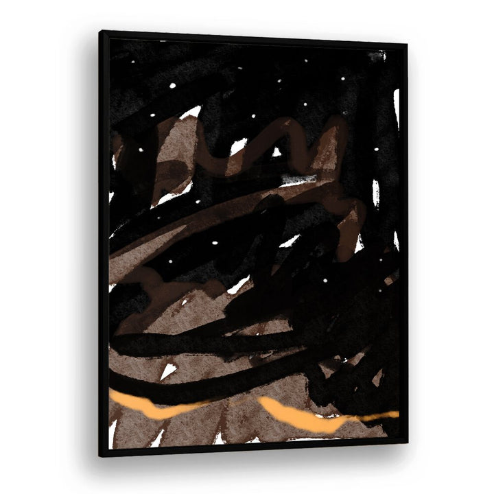 Midnight Swirl Fantasy by Nilesh Kulkarni Abstract Paintings in Black Plain Frame