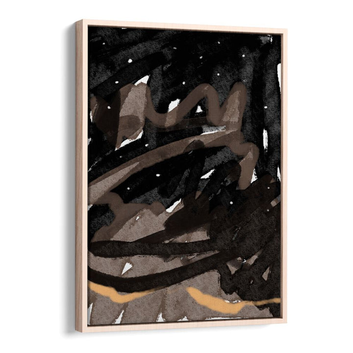 Midnight Swirl Fantasy by Nilesh Kulkarni Abstract Paintings in Oak Wood Floater Frame