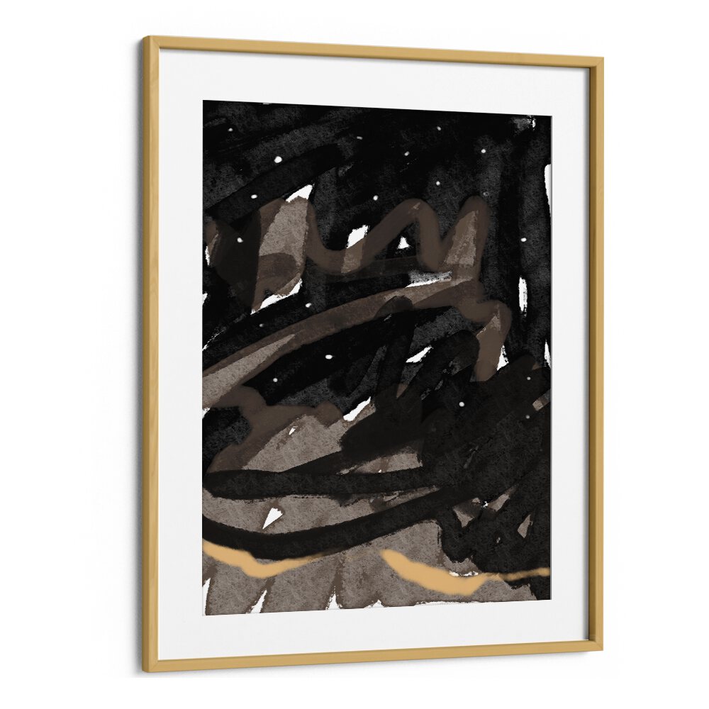 Midnight Swirl Fantasy by Nilesh Kulkarni Abstract Paintings in Oak Wood Frame With Mount