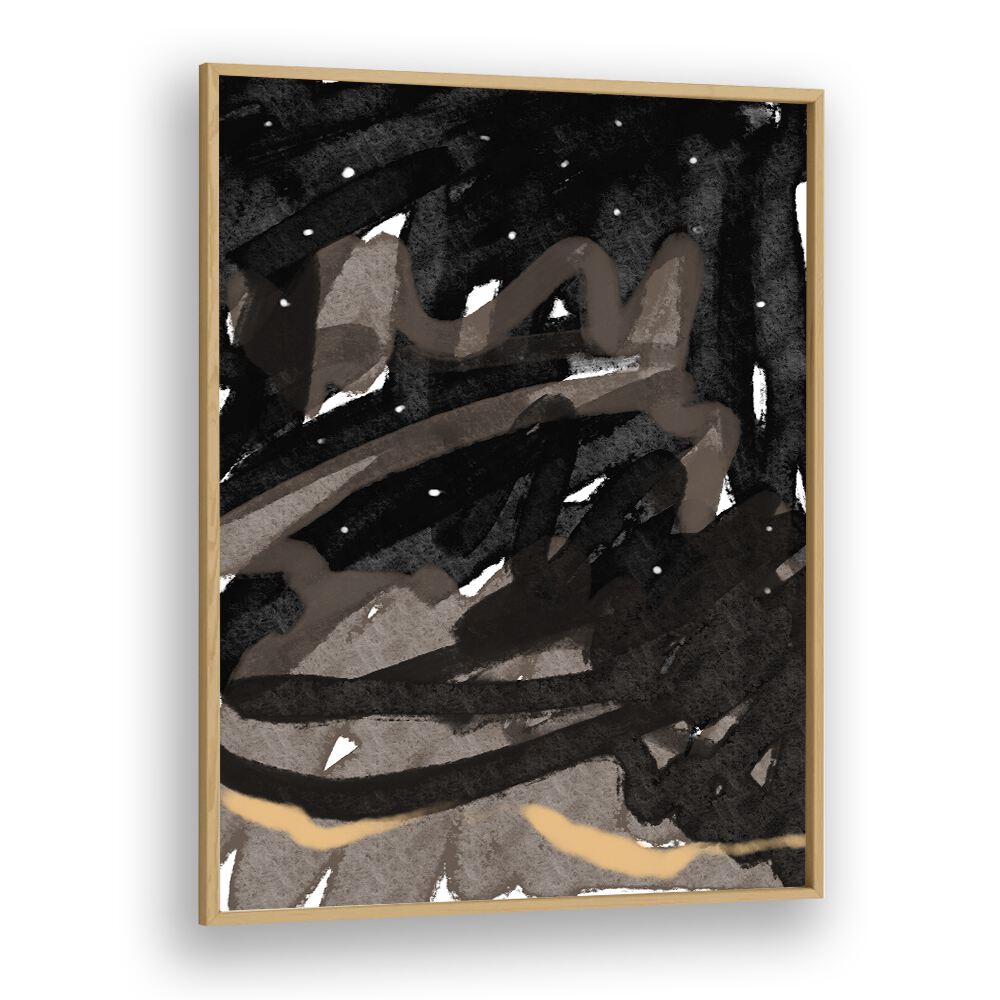 Midnight Swirl Fantasy by Nilesh Kulkarni Abstract Paintings in Oak Wood Plain Frame