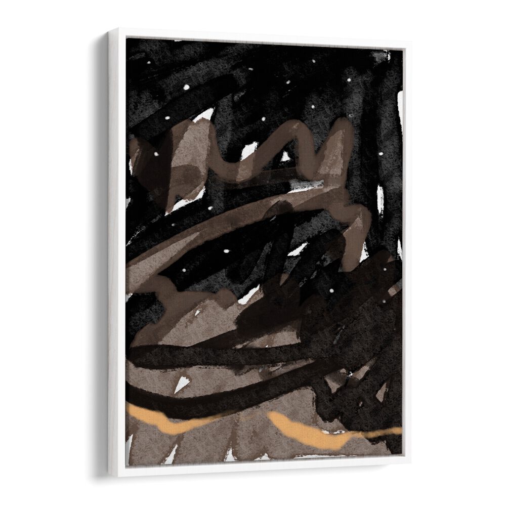 Midnight Swirl Fantasy by Nilesh Kulkarni Abstract Paintings in White Floater Frame