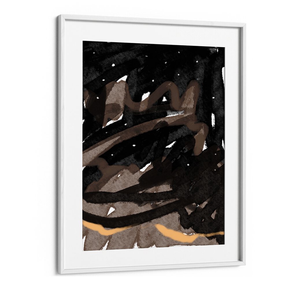 Midnight Swirl Fantasy by Nilesh Kulkarni Abstract Paintings in White Frame With Mount