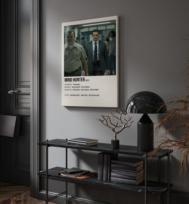 Mind Hunter 2017 Movie Posters in Gallery Wrap hanging on wall above console table beside door and window