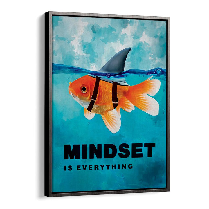 Mindset Is Everything Quotes And Typography Posters in Black Floater Frame