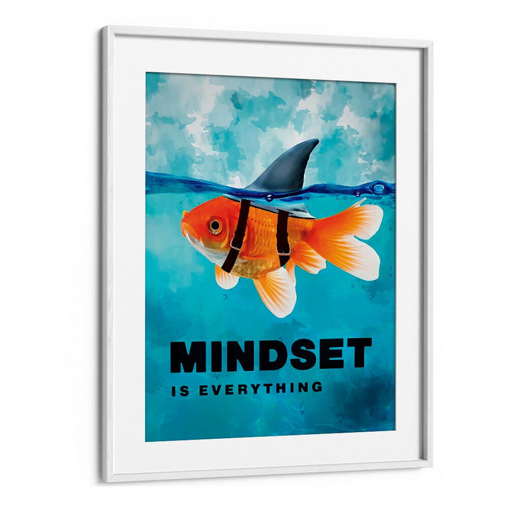 Mindset Is Everything Quotes And Typography Posters in White Frame With Mount