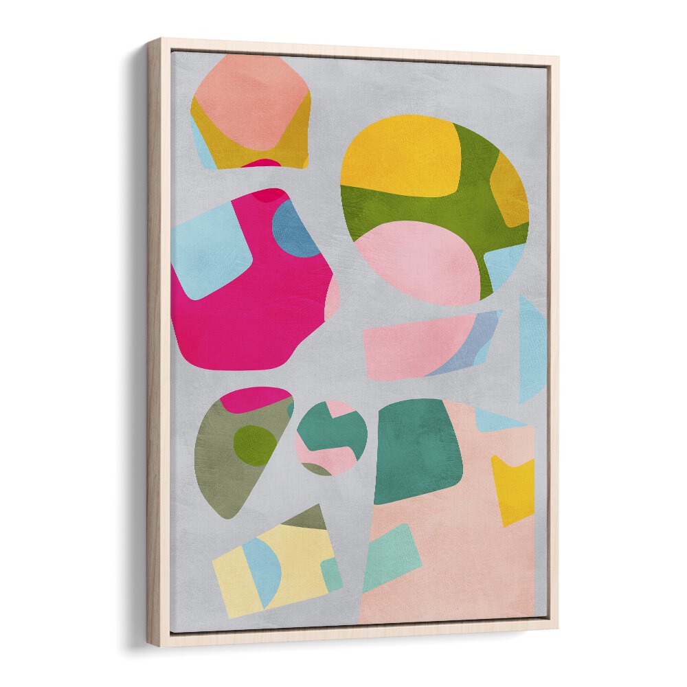 Minimal Cutout Colorful By Ana Rut Bre Landscape Art Prints in Oak Wood Floater Frame