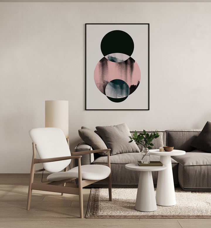 Minimalism XIV By Mareike Bohmer Abstract Art Abstract Paintings in Black Plain Frame placed on a Cream Colored Wall in the Living Room