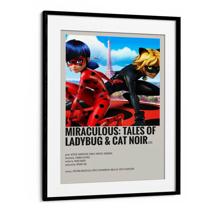 Miraculous tales Of Ladybug Cat Noir Movie Posters in Black Frame With Mount