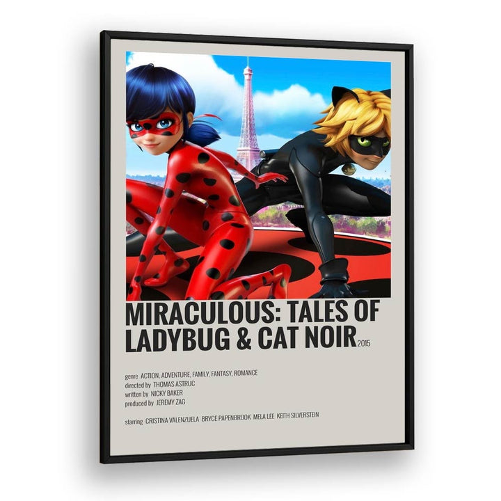 Miraculous tales Of Ladybug Cat Noir Movie Posters in Black Plain Frame