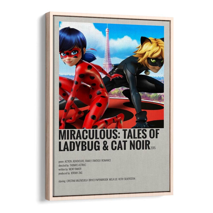 Miraculous tales Of Ladybug Cat Noir Movie Posters in Oak Wood Floater Frame