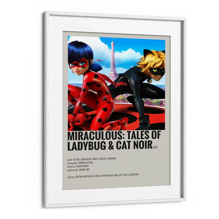 Miraculous tales Of Ladybug Cat Noir Movie Posters in White Frame With Mount