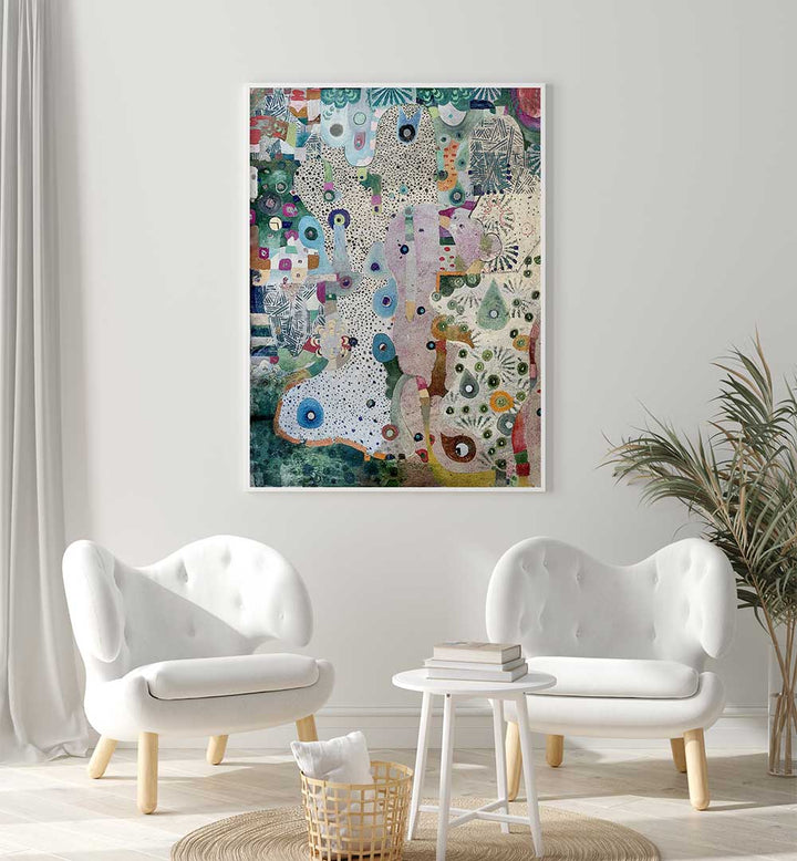 MIRRORS AND SPACE , ABSTRACT PAINTINGS framed work showing luminous tones, layered texture and quiet geometry