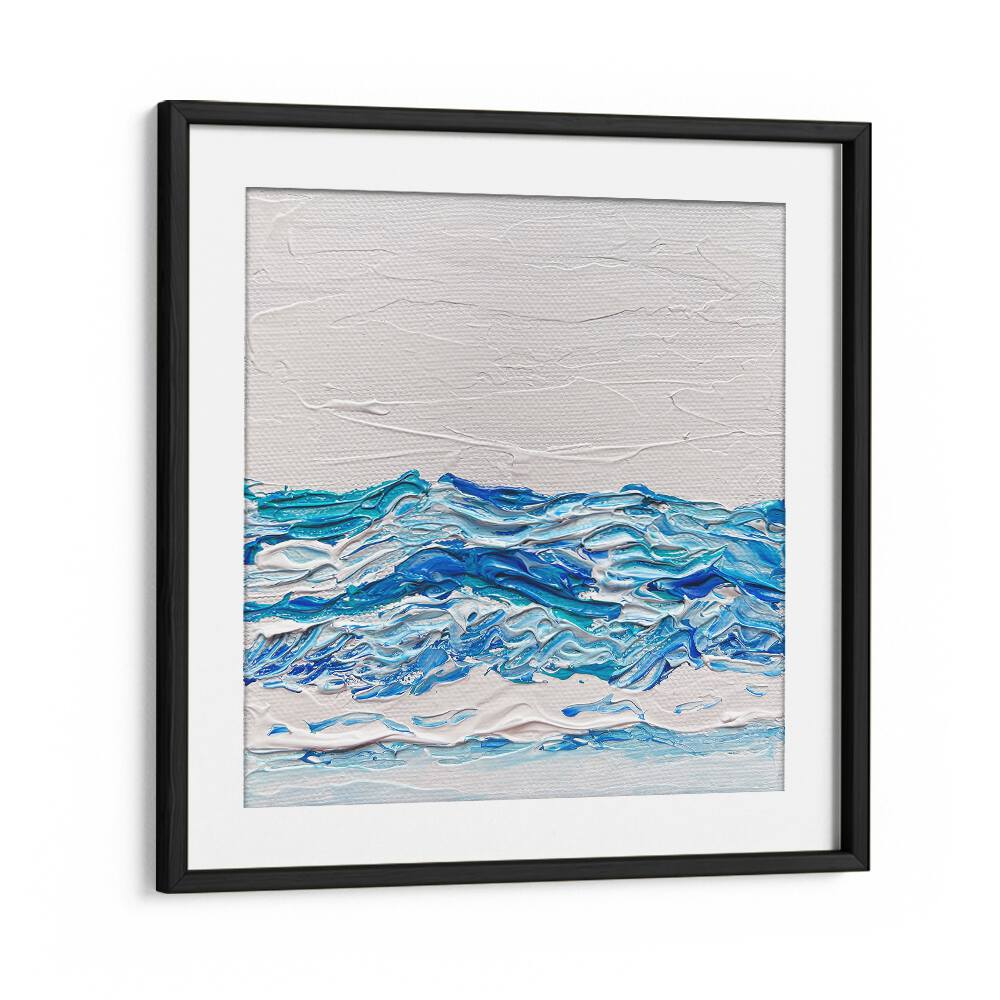 Misty Morning By Key And Sea Creative Art Print in Black Frame With Mount