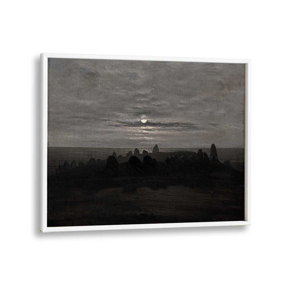 Misty Mourning Gothic Wall Art Prints in White Plain Frame