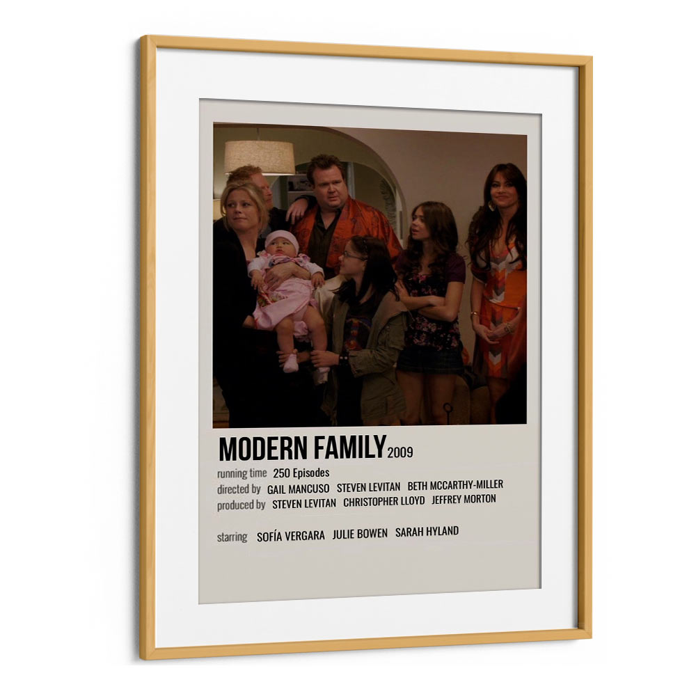 Modern Family 2009 Movie Posters in Oak Wood Frame With Mount