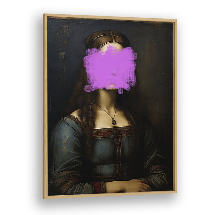 Modern Mona Lisa by the Art Concept Altered Art Prints in Oak Wood Plain Frame