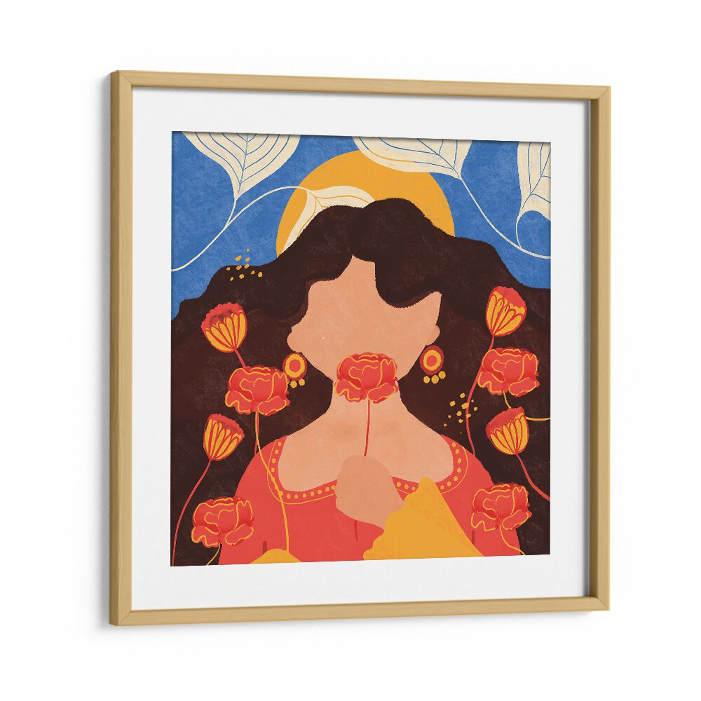 Modern Mughal E Azam by Shriya Bhattacharya Women Illustration in Oak Wood Frame With Mount