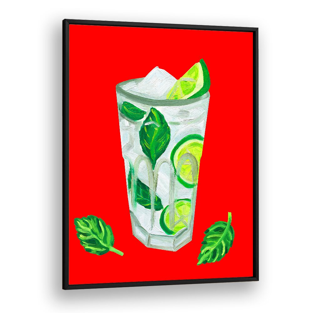 Mojito Extra Mint by Alice Straker Bar Posters Bar Art Prints in Black Plain Frame