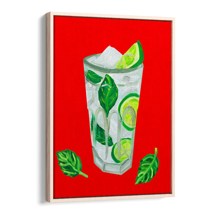 Mojito Extra Mint by Alice Straker Bar Posters Bar Art Prints in Oak Wood Floater Frame