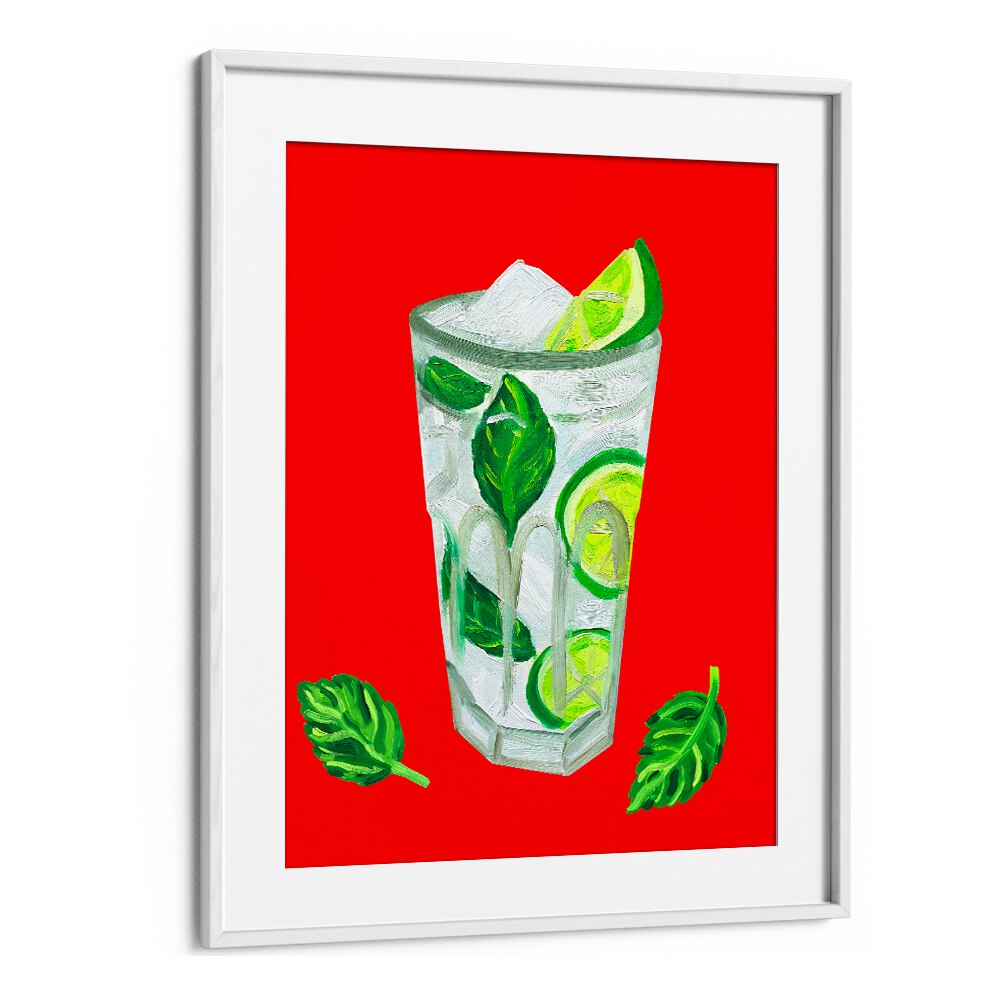 Mojito Extra Mint by Alice Straker Bar Posters Bar Art Prints in White Frame With Mount