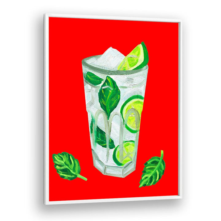 Mojito Extra Mint by Alice Straker Bar Posters Bar Art Prints in White Plain Frame