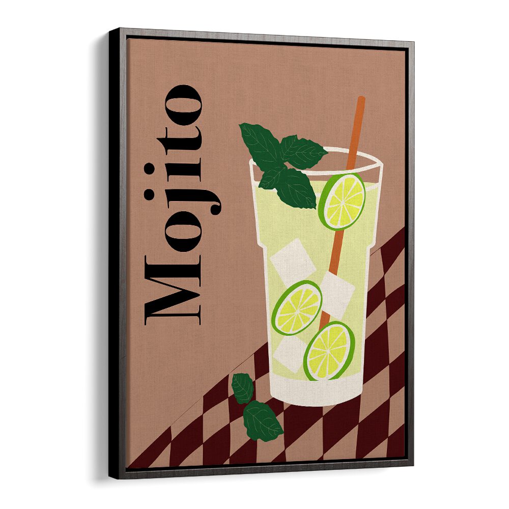 Mojito by Miho Art Studio Bar Posters Bar Art Prints in Black Floater Frame