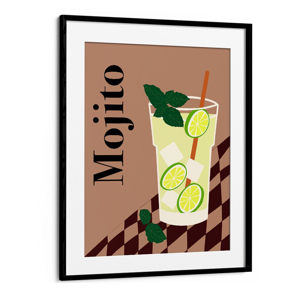 Mojito by Miho Art Studio Bar Posters Bar Art Prints in Black Frame With Mount