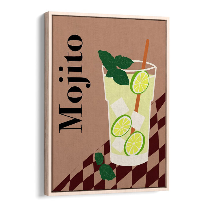 Mojito by Miho Art Studio Bar Posters Bar Art Prints in Oak Wood Floater Frame