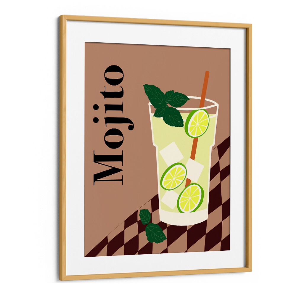 Mojito by Miho Art Studio Bar Posters Bar Art Prints in Oak Wood Frame With Mount