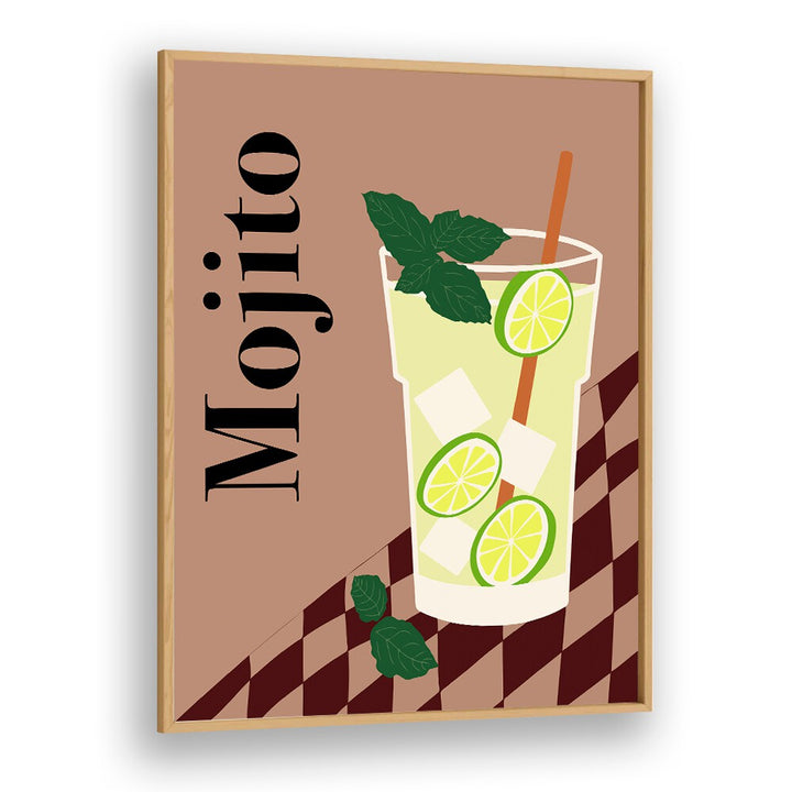 Mojito by Miho Art Studio Bar Posters Bar Art Prints in Oak Wood Plain Frame