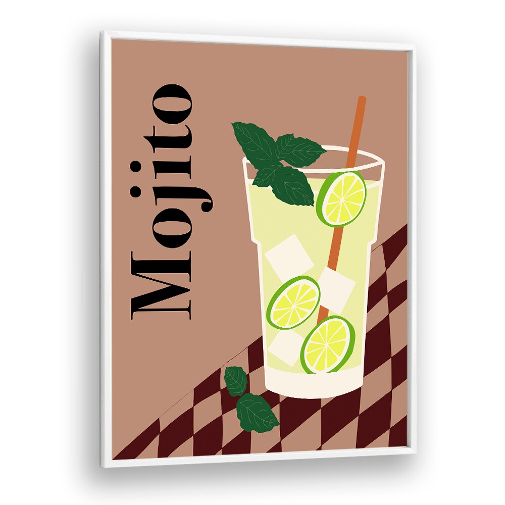 Mojito by Miho Art Studio Bar Posters Bar Art Prints in White Plain Frame