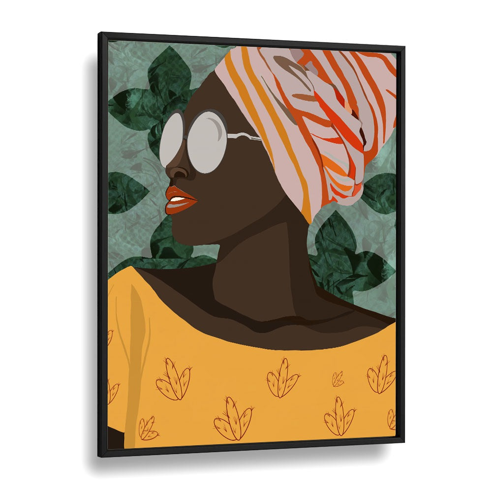 Molamba I by Emel Tunaboylu Women Illustrations paintings in Black Plain Frame