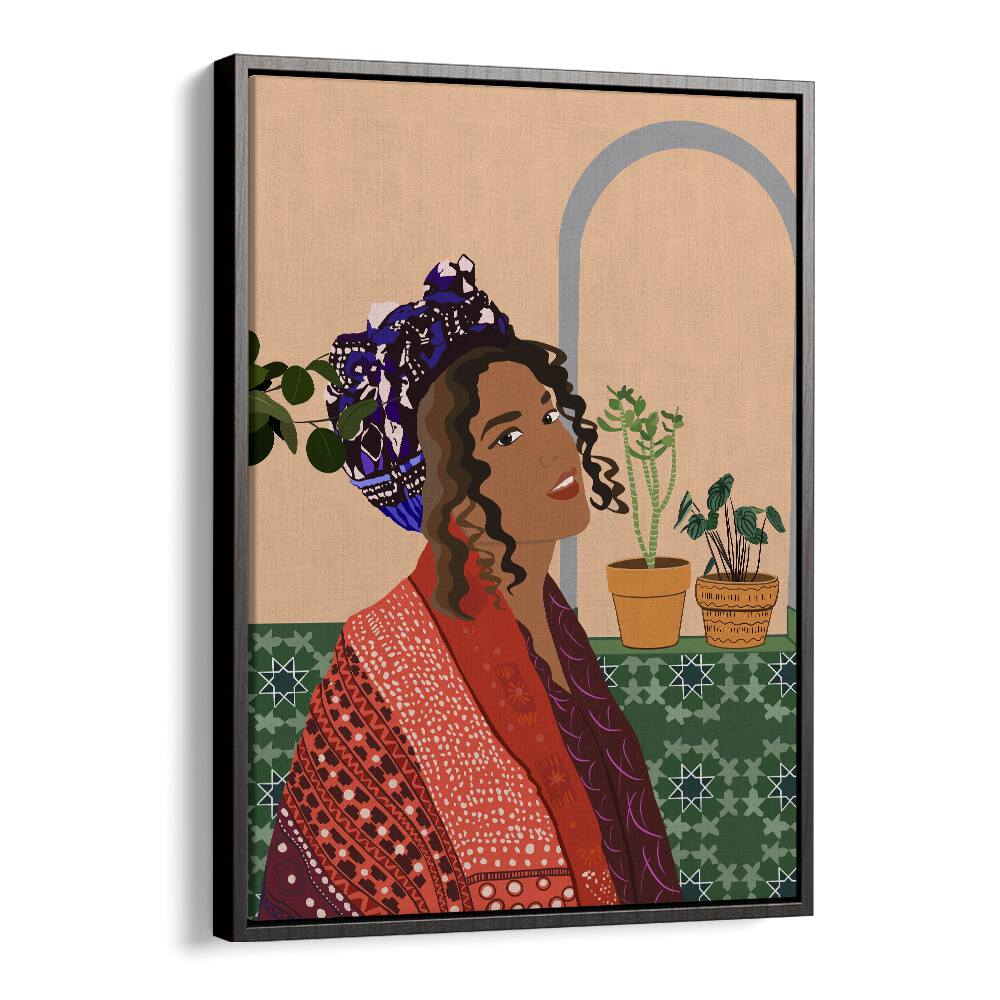 Molamba II by Emel Tunaboylu Women Illustrations paintings in Black Floater Frame