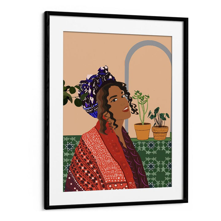 Molamba II by Emel Tunaboylu Women Illustrations paintings in Black Frame With Mount