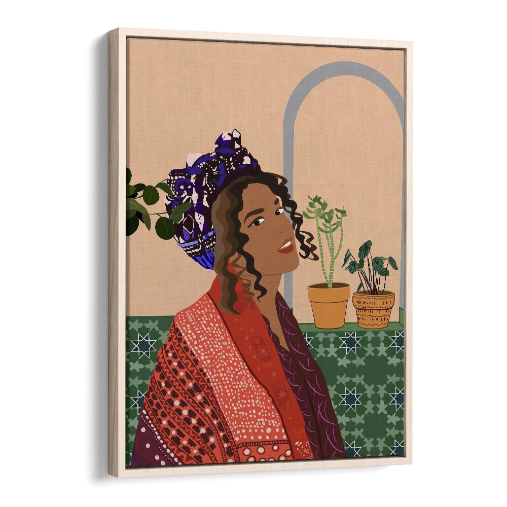 Molamba II by Emel Tunaboylu Women Illustrations paintings in Oak Wood Floater Frame