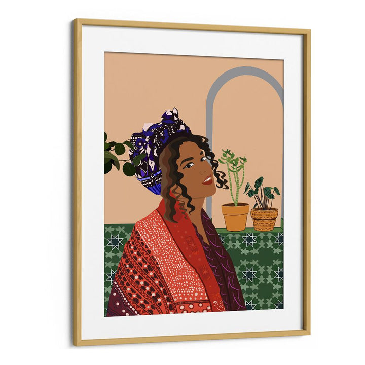 Molamba II by Emel Tunaboylu Women Illustrations paintings in Oak Wood Frame With Mount